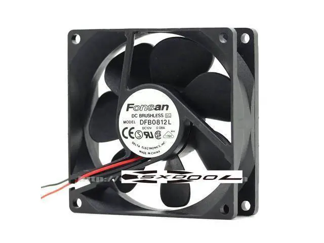 Alt view image 2 of 4 - NEW original Delta/FONSAN 8CM 8025 DFB0812L 12V 0.08A 2 Wires 2 Pins Case Fan