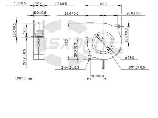 Alt view image 5 of 5 - BFB0512HB DELTA Delefan blower fan DC12V 0.24A 5cm 5015 2-wire 5-pin cooler For Stage lighting Humidifier Special fan