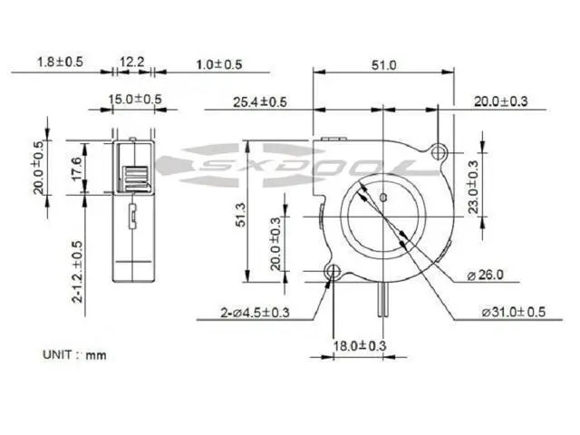 Alt view image 3 of 3 - SUNON GB1205PHVX-8AY DC12V 2.0W 5cm 5015 blower fan For Stage lighting Humidifier Special fan