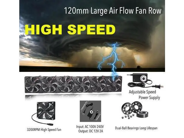 Alt view image 5 of 7 - 12cm 120mm High Speed Large Air Flow 110V 220V BTC LTC Mining Machine Workstation Cabinet Graphics Card Rack Cooler Cooling Fan