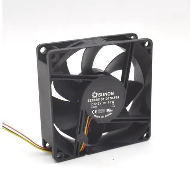 Alt view image 3 of 5 - Cooling fan EE80251S1-D170-F99 DC 12V 1.7W 3-pin 3-pin connector 80mm 80x80x25mm Server Square fan