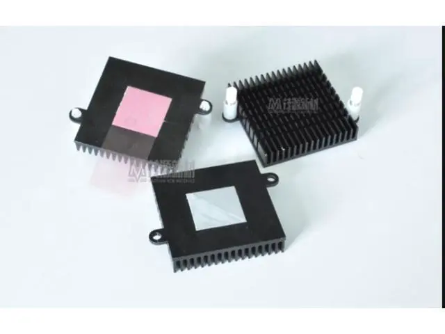 Alt view image 4 of 4 - 3-pack North and South Bridge heat sink with tape, ear stick to motherboard chip, black gold radiator 45mm*45mm*9mm, diagonal hole 55mm