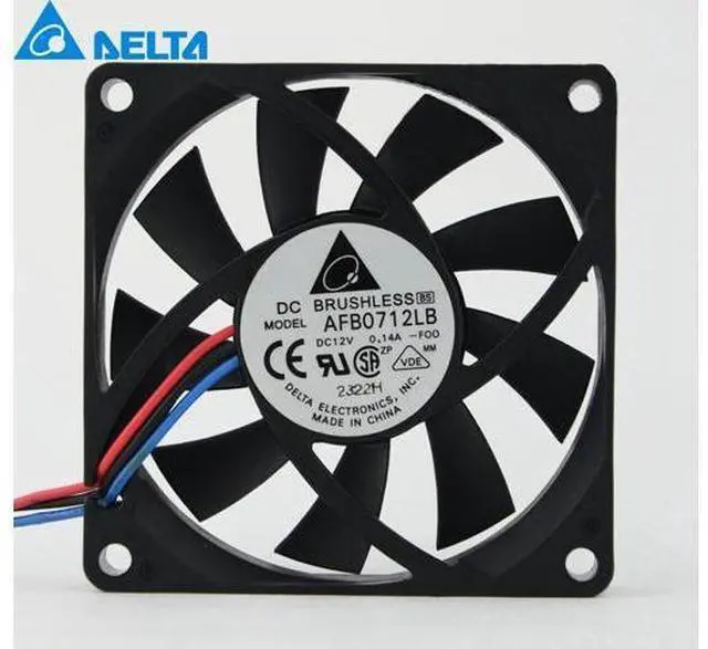 Main image of 2pcs AFB0712LB DC12V 0.14A 70x70x15mm 3-wire Server Cooling Fan Square Fan