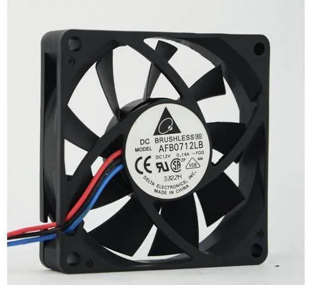 Alt view image 2 of 2 - 2pcs AFB0712LB DC12V 0.14A 70x70x15mm 3-wire Server Cooling Fan Square Fan