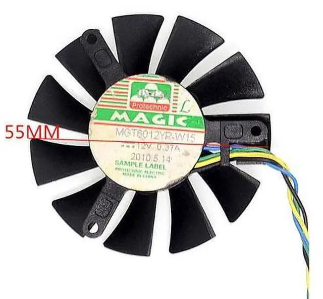 Alt view image 3 of 4 - video card fan MGT6012LR MGT6012XR MGT60YR 42*42*42mm Pitch 4P graphics card fan 12V 0.23A 55mm diameter