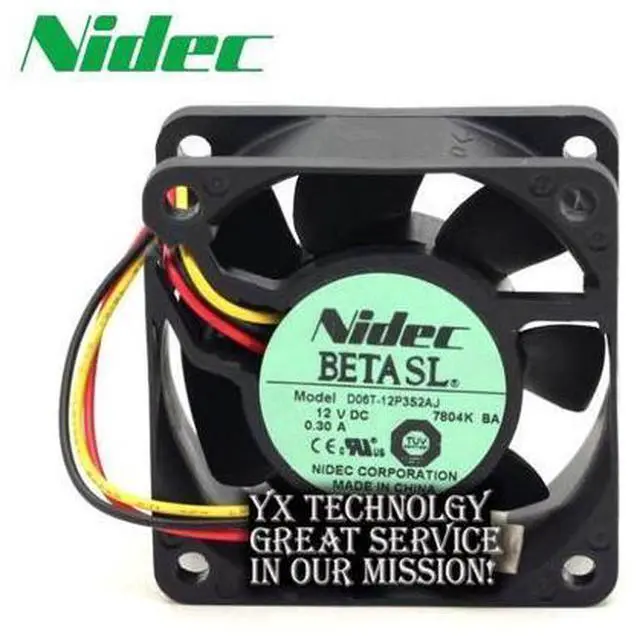 Main image of Nidec D06T-12P3S2 AJ 6025 0.3A three -line speed ball bearing cooling fan Nidec 60*60*25mm