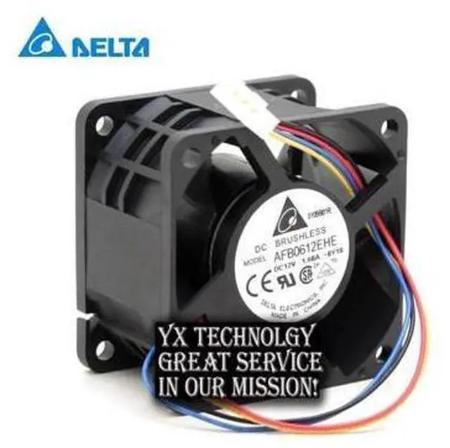 Main image of Delta 60*60*38mm AFB0612EHE 6038 4 wire DC 12V 1.68A supports PWM cooling fan