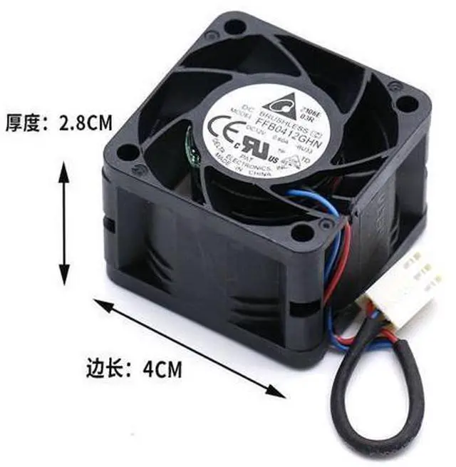 Alt view image 3 of 3 - Delta FFB0412GHN 4028 40mm 4CM DC 12V 0.60A 4-Wire PWM axial Cooling Fan