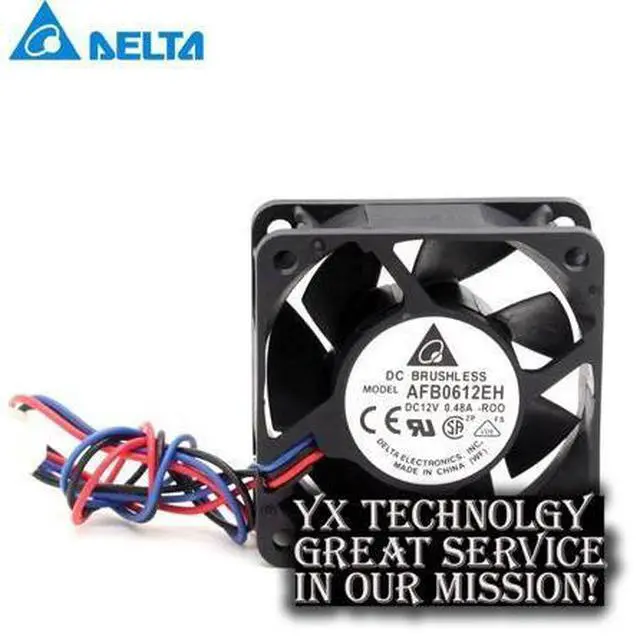 Main image of Delta sgipping 60*60*25mm 3-wire AFB0612EH-ROO 6CM 12V 0.48A 6025 6 cm double ball bearing cooling fan