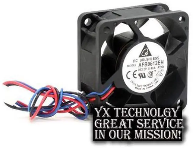Alt view image 2 of 6 - Delta sgipping 60*60*25mm 3-wire AFB0612EH-ROO 6CM 12V 0.48A 6025 6 cm double ball bearing cooling fan