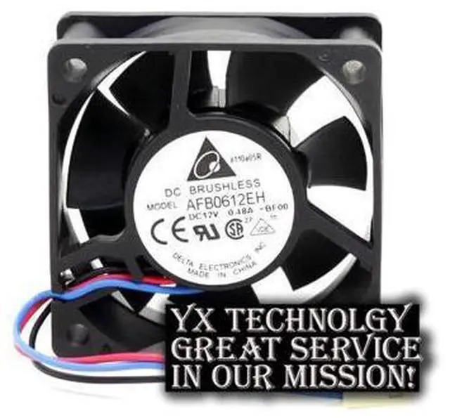 Alt view image 5 of 6 - Delta sgipping 60*60*25mm 3-wire AFB0612EH-ROO 6CM 12V 0.48A 6025 6 cm double ball bearing cooling fan