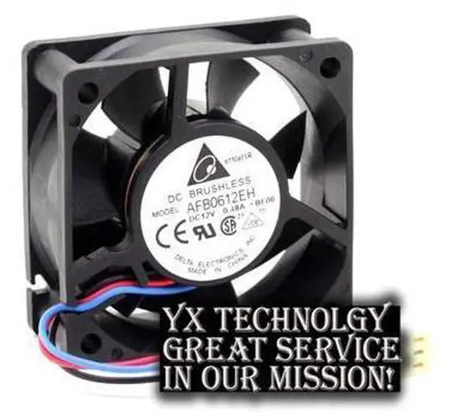 Alt view image 6 of 6 - Delta sgipping 60*60*25mm 3-wire AFB0612EH-ROO 6CM 12V 0.48A 6025 6 cm double ball bearing cooling fan