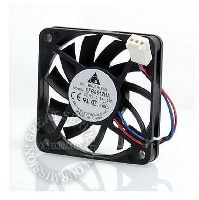 Alt view image 2 of 6 - Delta EFB0612HA 6010 12V 0.18A 6CM 3-wire speed and durability ball bearing cooling fan 60*60*10MM