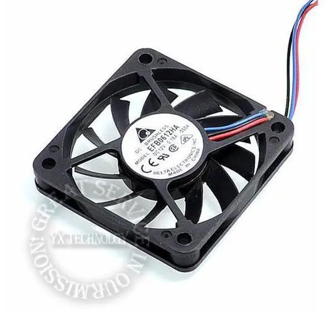 Alt view image 5 of 6 - Delta EFB0612HA 6010 12V 0.18A 6CM 3-wire speed and durability ball bearing cooling fan 60*60*10MM