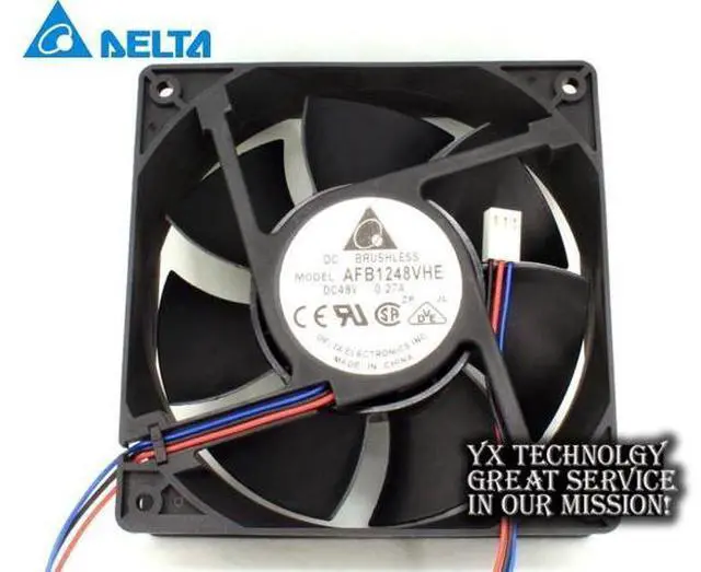 Main image of AFB1248VHE 12038 12cm 48V 0.27A 3 wire dual ball bearing cooling fan Delta 120*120*38mm