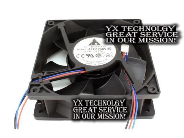 Alt view image 2 of 4 - AFB1248VHE 12038 12cm 48V 0.27A 3 wire dual ball bearing cooling fan Delta 120*120*38mm