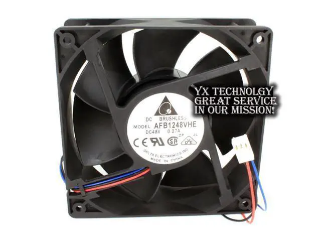 Alt view image 3 of 4 - AFB1248VHE 12038 12cm 48V 0.27A 3 wire dual ball bearing cooling fan Delta 120*120*38mm