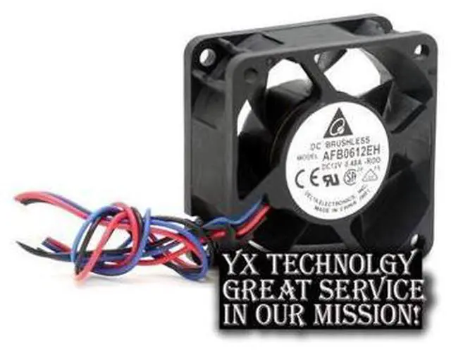 Alt view image 2 of 6 - Delta sgipping 60*60*25mm 3-wire AFB0612EH-ROO 6CM 12V 0.48A 6025 6 cm double ball bearing cooling fan for