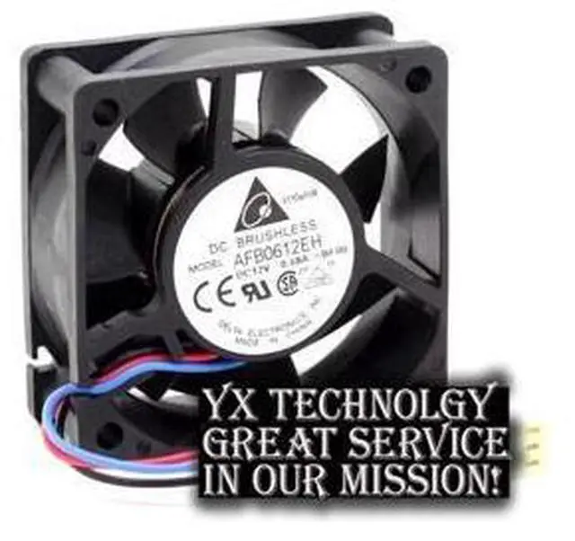 Alt view image 6 of 6 - Delta sgipping 60*60*25mm 3-wire AFB0612EH-ROO 6CM 12V 0.48A 6025 6 cm double ball bearing cooling fan for