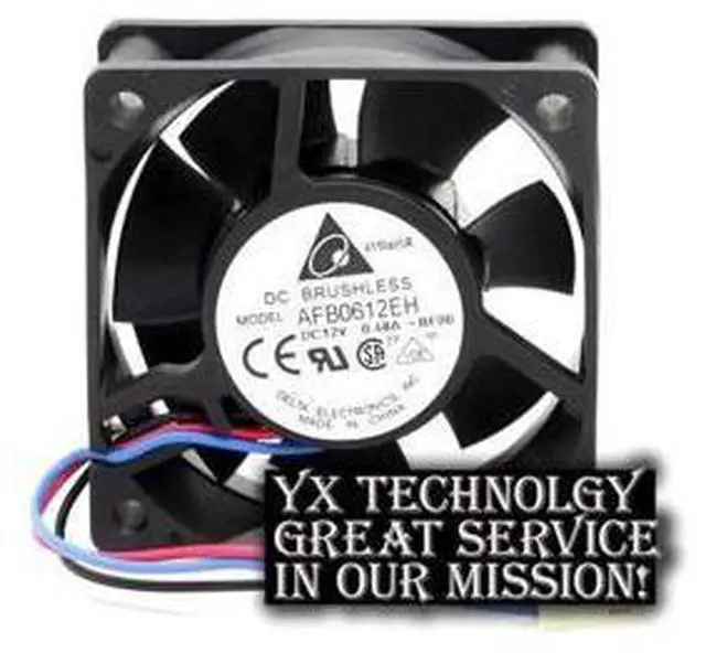 Alt view image 5 of 6 - Delta sgipping 60*60*25mm 3-wire AFB0612EH-ROO 6CM 12V 0.48A 6025 6 cm double ball bearing cooling fan for