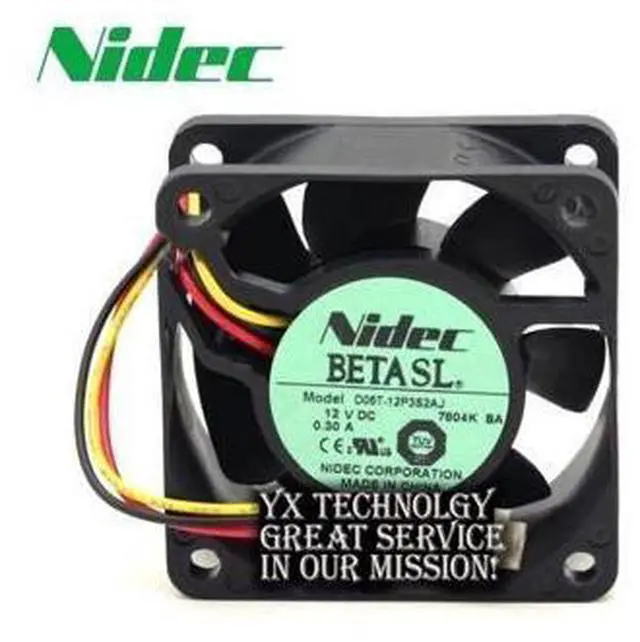 Main image of Nidec New D06T-12P3S2 AJ 6025 0.3A three -line speed ball bearing cooling fan for Nidec 60*60*25mm
