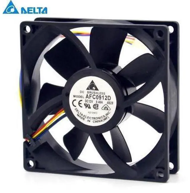 Alt view image 2 of 6 - Delta New and Original sets of 9225 DC12V 0.46 A four-wire AFC0912D with speed control cooling fan for 92 * 92 * 25 mm