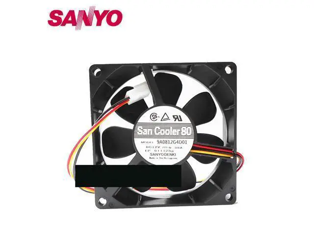 Alt view image 3 of 3 - Cooling fan 9A0812G4D01 DC 12V 0.38A 3-wire 80mm 80x80x25mm