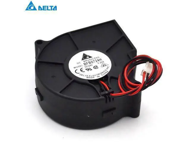 Alt view image 5 of 6 - Delta 75.7mm l x 75.7mm x h 30mm BFB0724H 24V inverter 7530 0.20A 7CM cooling Turbo fan for
