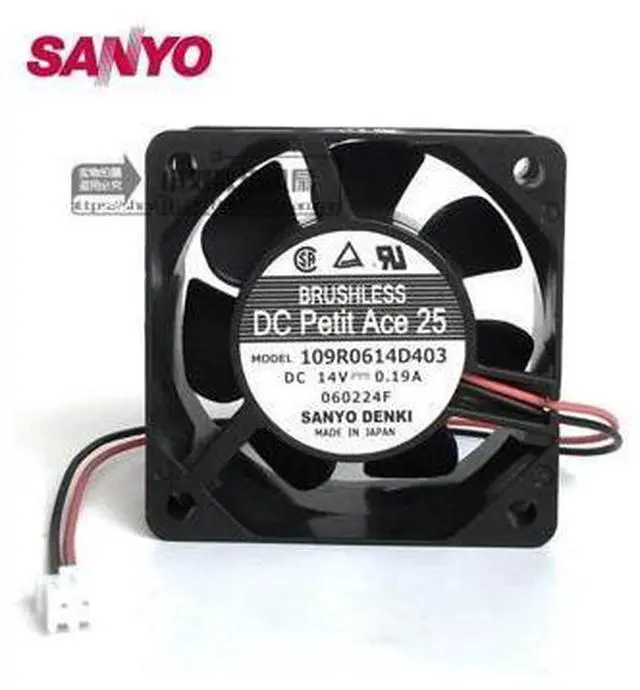 Main image of 6025 14v 0.19A double ball bearing cooling fan 109R0614D403 2 wires 60*60*25MM
