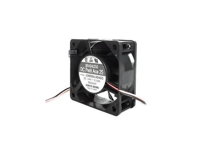 Alt view image 2 of 4 - 6025 14v 0.19A double ball bearing cooling fan 109R0614D403 2 wires 60*60*25MM