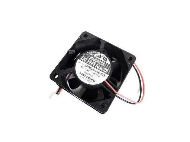Alt view image 3 of 4 - 6025 14v 0.19A double ball bearing cooling fan 109R0614D403 2 wires 60*60*25MM