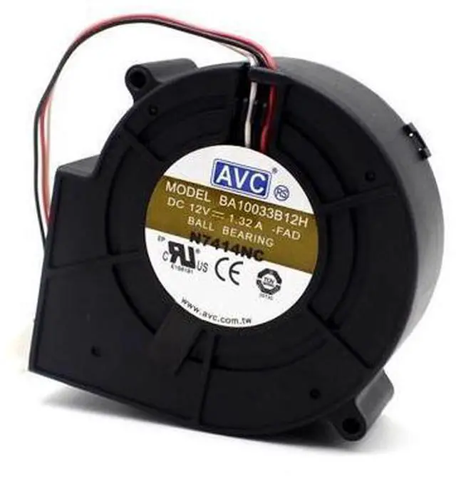 Alt view image 5 of 6 - AVC 9733 DC 12V 1.32A BA10033B12H 3 wire turbine cooling fan blower