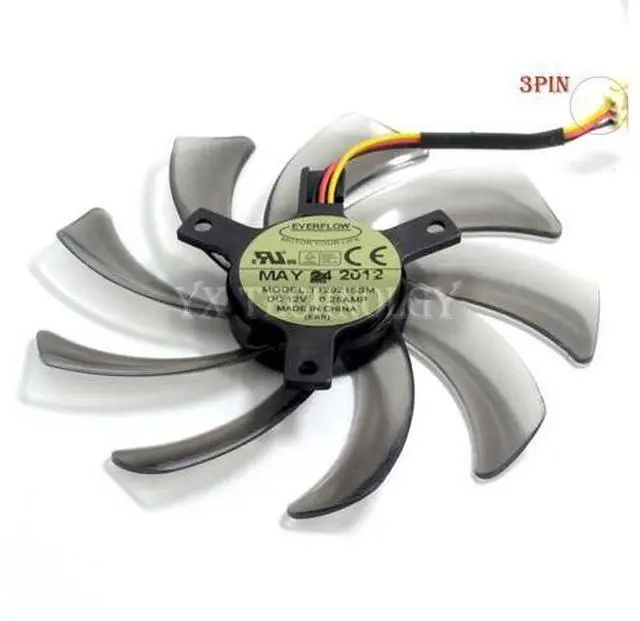 Main image of EVERFLOW T129215SM 95mm 2 PIN 3 PIN computer cooler fan Gigabyte GV-N650OC-1Gl 2Gl GV-N550WF2 N56GOC R667D3 R777OC