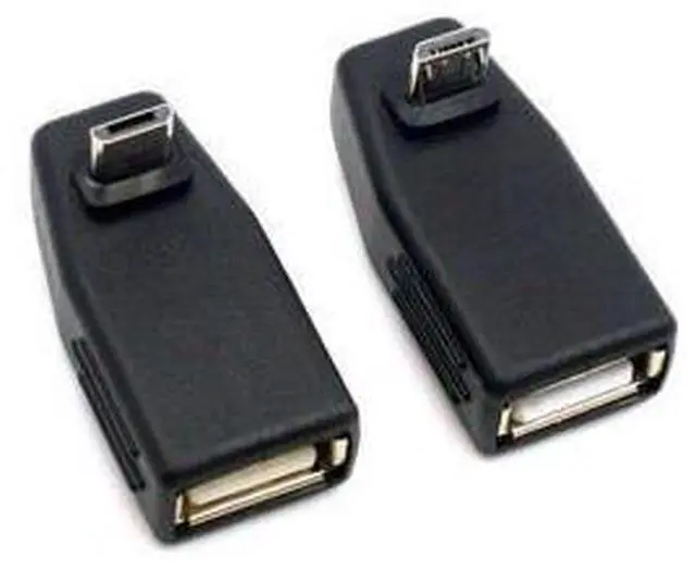 Main image of 2pcs 90 Degree Up & Down Right Angled Micro USB Type B to USB Female OTG Adapter