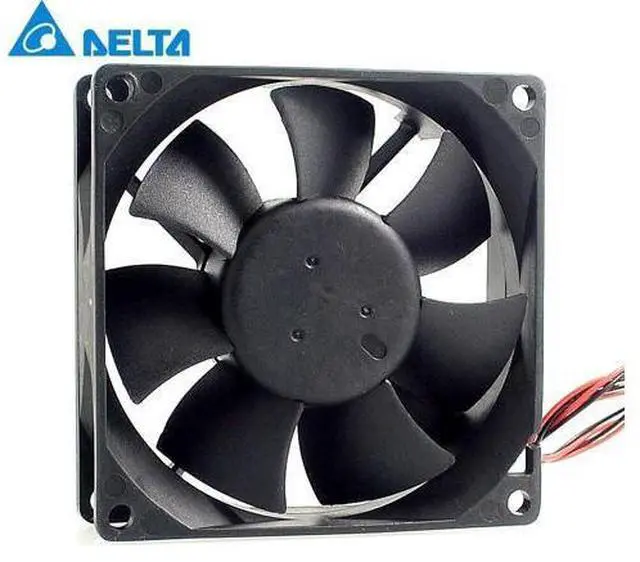 Alt view image 3 of 5 - Delta New AFB0812H 8cm 8025 12V 0.24A 2wire double ball bearing fan pwm 80*80*25mm