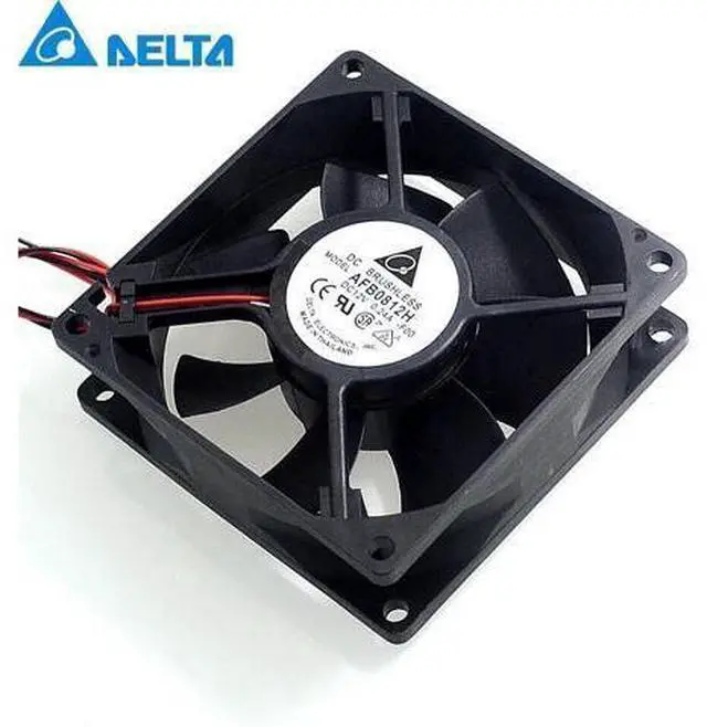 Alt view image 4 of 5 - Delta New AFB0812H 8cm 8025 12V 0.24A 2wire double ball bearing fan pwm 80*80*25mm