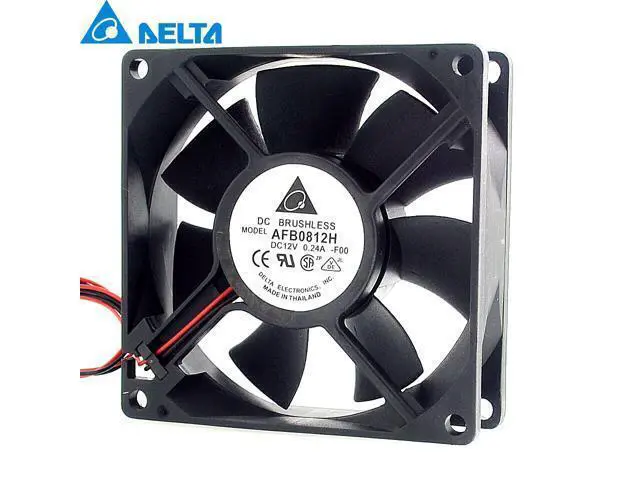 Alt view image 2 of 5 - Delta AFB0812H 8cm 8025 12V 0.24A 2wire double ball bearing fan pwm 80*80*25mm
