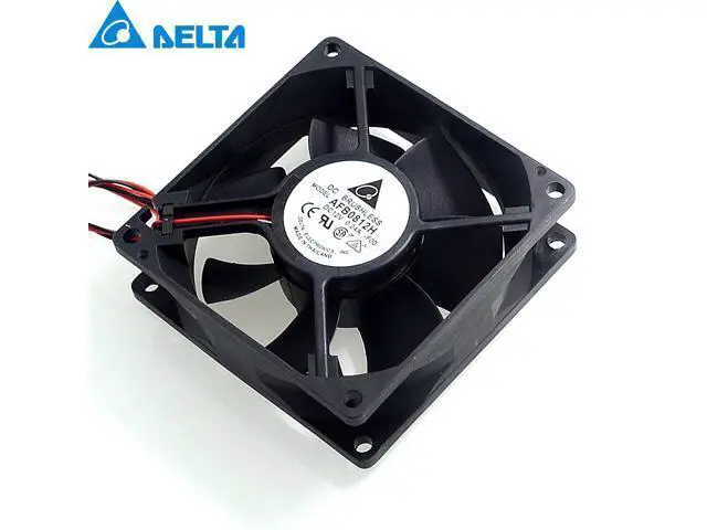 Alt view image 4 of 5 - Delta AFB0812H 8cm 8025 12V 0.24A 2wire double ball bearing fan pwm 80*80*25mm