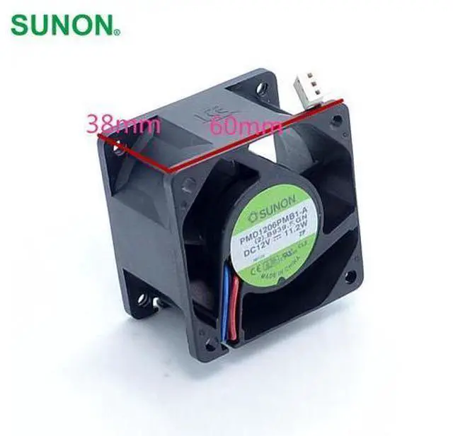 Main image of SUNON 6038 winds of 6CM server fan 12V 11.2W PMD1206PMB1-A 60*60*38mm