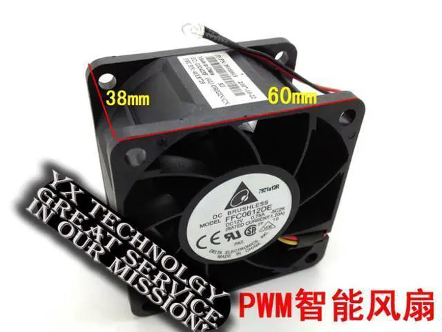 Alt view image 4 of 4 - 6038 6CM server chassis fan 12V 0.78A FFC0612DE PWM thermostat 60*60*38mm
