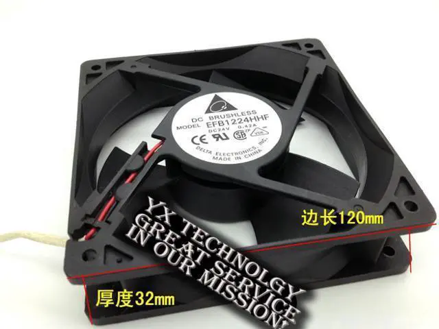 Alt view image 4 of 4 - delta Drive 12032 12cm dual ball bearing fan 24V 0.42A EFB1224HHF 120*120*32mm