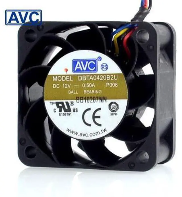 Alt view image 2 of 6 - AVC 4020 4CM wind capacity 12V 0.50A DBTA0420B2U PWM fan speed control 40*40*20mm