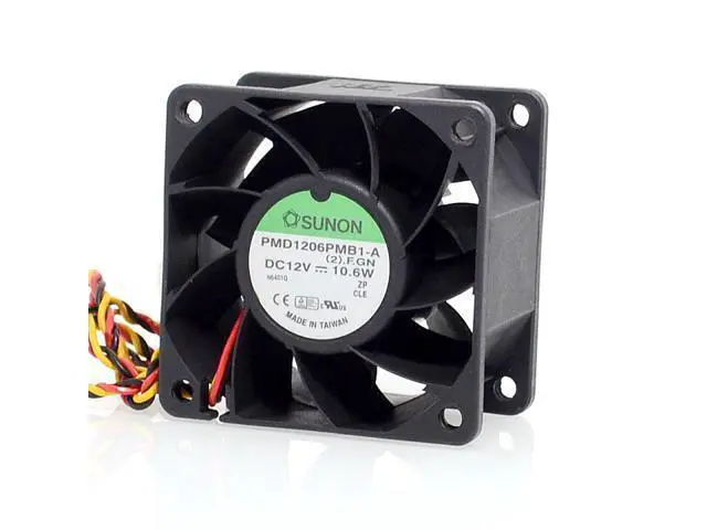 Alt view image 2 of 6 - 2pcs 6038 dual ball bearing fan 12V 10.6W server PMD1206PMB1-A 60*60*38mm