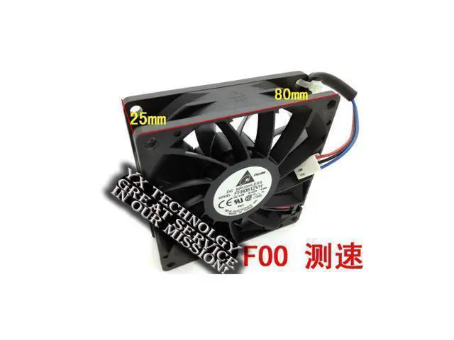 Alt view image 4 of 4 - Delta New 8025 pairs of ball 8cm chassis fan speed 12V 0.42A FFB0812VH-FOO 80*80*25mm