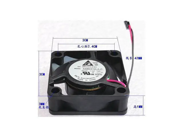 Alt view image 2 of 4 - For Delta 3010 3CM 2 lines Silent Small fan ASB0312LA-C 12V 0.10A