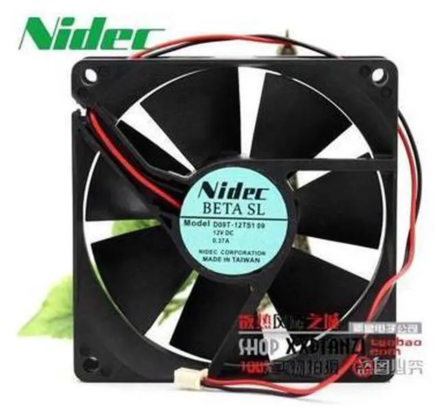 Main image of Nidec D09T-12TS1 9.2CM 9225 9CM 12V 0.37A two-wire wind chassis power supply fan