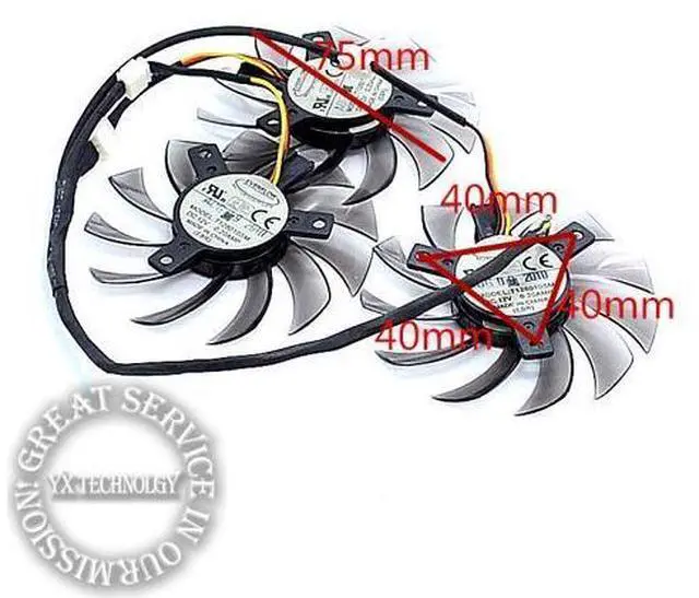 Main image of video card fan GTX460 470 570 580 670 HD5870 Graphics card fan T128010SM 5P plug 12V 0.20A 75mm diameter 3pcs/set