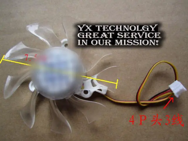 Alt view image 3 of 3 - video card fan 9800 9600 N240GT N250GTS-MD GTS240 GTS250 graphics card fan 35 Pitch 12V 0.33A Diameter 7.5cm