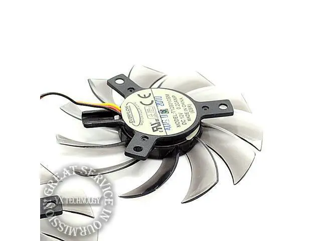 Alt view image 3 of 6 - video card fan GTX460 470 570 580 670 HD5870 Graphics card fan T128010SM 5P plug 12V 0.20A 75mm diameter 3pcs/set