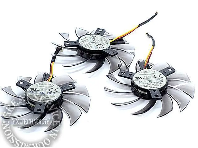Alt view image 5 of 6 - video card fan GTX460 470 570 580 670 HD5870 Graphics card fan T128010SM 5P plug 12V 0.20A 75mm diameter 3pcs/set